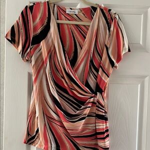 Calvin Klein Women's Multicolor deep V  neck Top